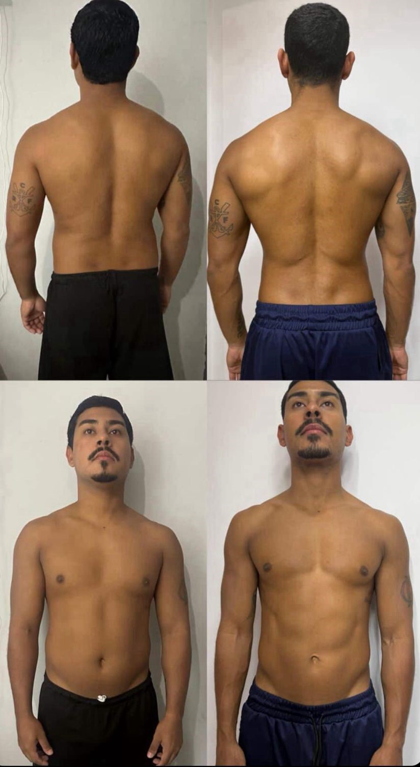 Antes e depois — evolução de composição corporal